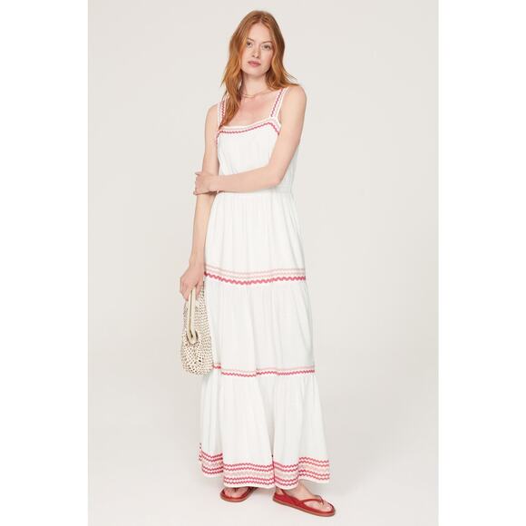 Splendid Riviera White Sleeveless Square Neck Maxi Dress Size Small - Picture 1 of 12